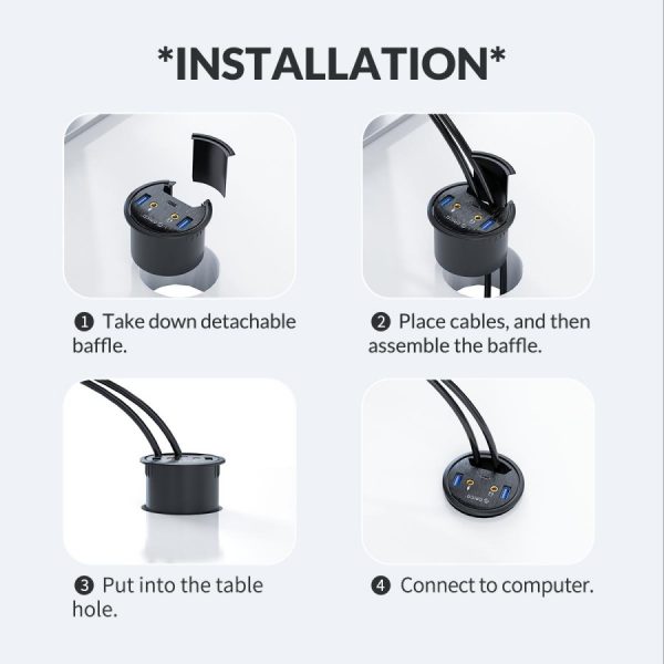 ORICO DESK HOLE 4 Port Hub USB 3.0 - DESK-4U - Image 4