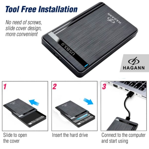 HAGANN Case Harddisk External USB 3.0 HDD Enclosure 2.5" SATA - Image 3