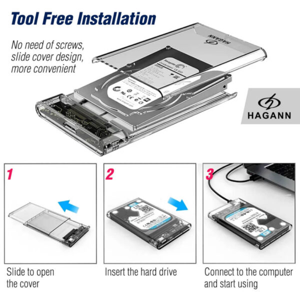 HAGANN Case Harddisk External USB 3.0 HDD Enclosure 2.5" SATA - Image 8