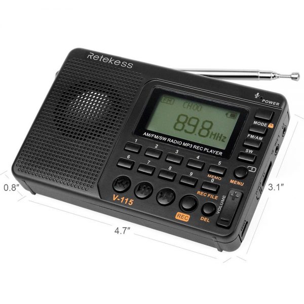 Retekess V115 Portable AM FM Radio with Shortwave MP3 Player